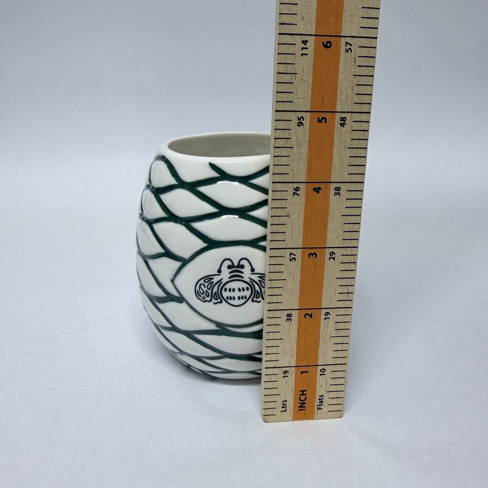 4 Patron Tequila Agave Pina Ceramic Cocktail Tiki Mug White Green Bee Logo - Picture 8 of 10